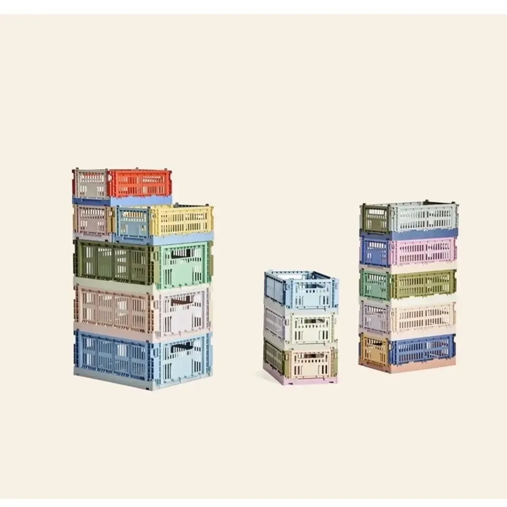 HAY Colour Crate Small Olive Mint Folding Storage Crates Pack of 10 New